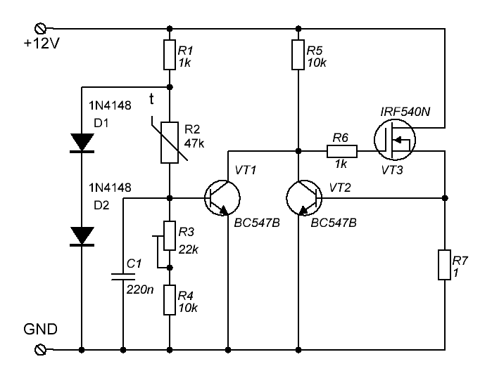 Простое термореле схема